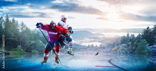 Photography Hockey players in action on the ice