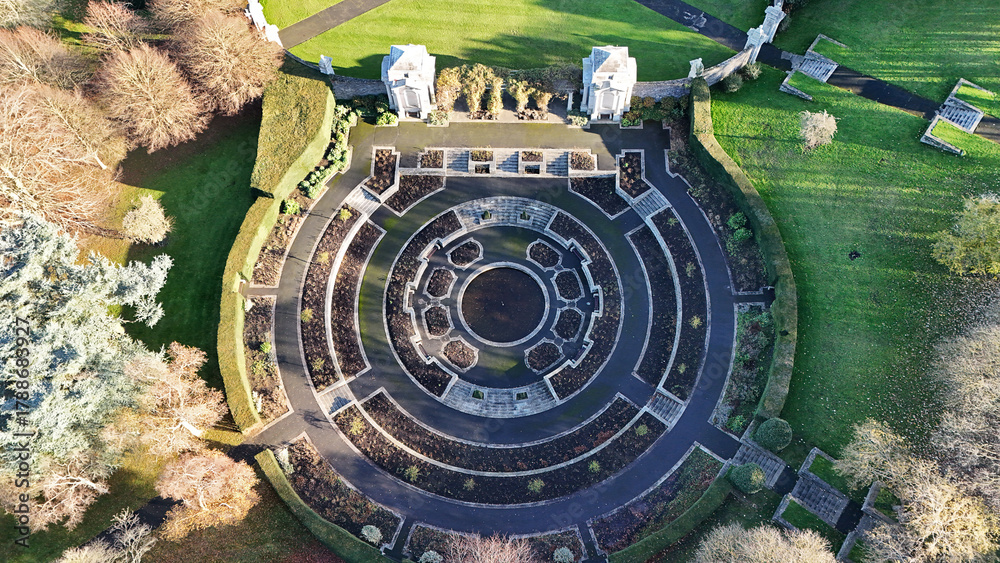 Obraz premium Aerial view on the National War Memorial garden in Dublin