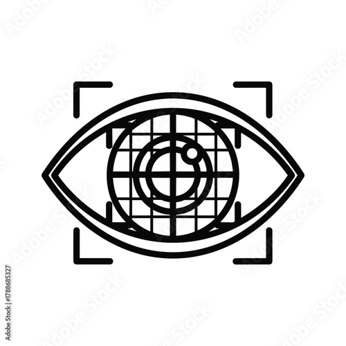 Eye scanning technology icon, iris recognition, biometric security