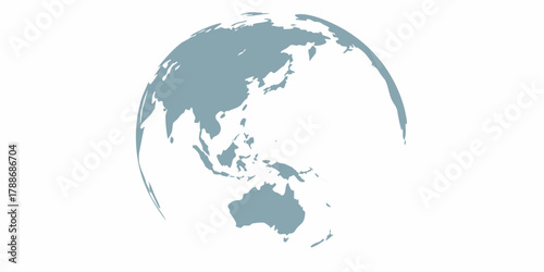 Stylized globe of earth showing asia australia and oceania on a white background