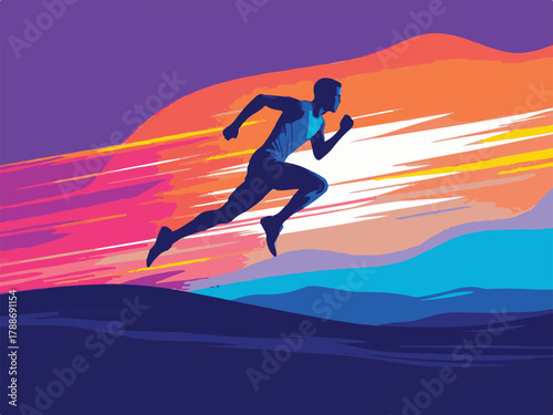 Silhouette of a runner athlete sprinting vector illustration