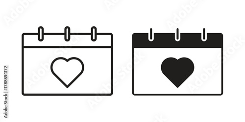 Calendar heart icon, vector graphics collection. logotype graphic art design