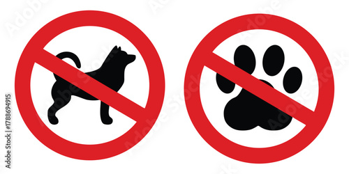 no dogs, no pets, forbidden, prohibited, animal, dog, silhouette, paw print, footprint, red circle, diagonal line, sign, symbol, icon, warning, restriction, rule, policy, area, public, private, safety