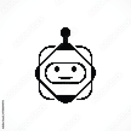Fotografía Geometric Pixelated Robot Head with Antenna Isolated