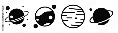 Vector graphic of black and white space portals with rings and cosmic dust for design needs