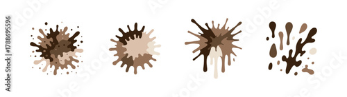 Four Brown Spots and Splashes on a White Backdrop