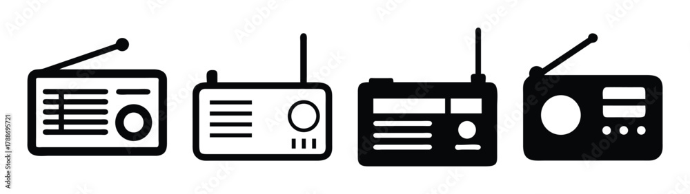Fototapeta premium Portable radio transceiver illustration set walkie talkie communication device wireless technology gadget vector