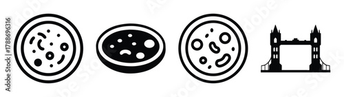 Illustration of london tower bridge with abstract portal design vector graphic silhouette art image