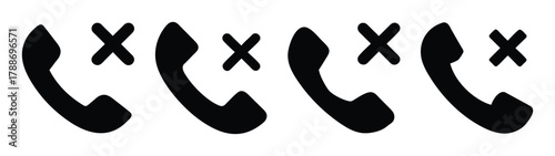 Black and white phone call failed icon vector illustration no connection symbol graphic design
