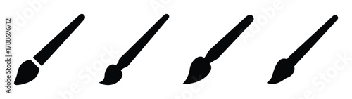 Artistic paint brushes vector illustration set for painting watercolor and acrylic projects design element