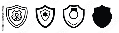 Collection of medieval shield vector graphic assets for game design and heraldry illustration