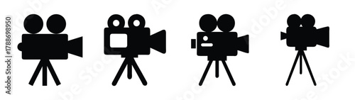 Vintage movie camera vector illustration film camera silhouette old camera cinema camera retro camera