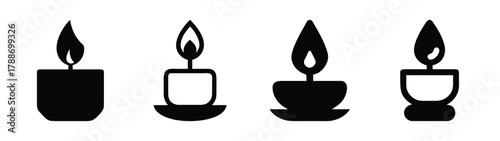 Illuminating candle flame vector art illustration set for decorative and spiritual design elements