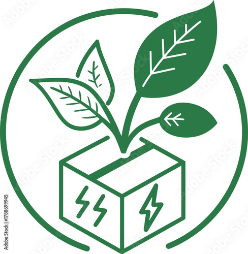 Eco-friendly delivery logo design featuring a box with leaves for sustainability concept