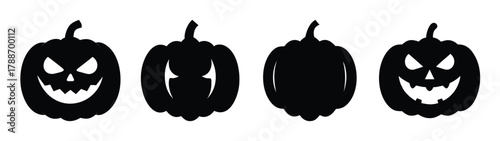 Halloween pumpkin silhouette vector illustration for spooky season decorations and crafts projects
