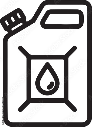 Jerrycan with fuel drop icon on white background petrol liquid on transparent background