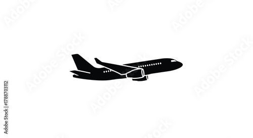 Airplane icon vector illustration passenger jet flying silhouette