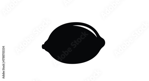 Black lemon fruit silhouette icon. minimal graphic design element