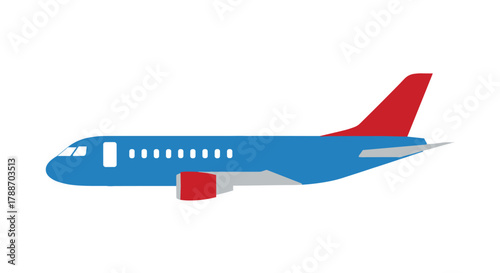 Blue passenger airplane flat icon isolated for global air travel