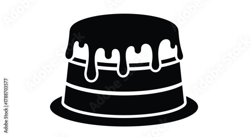 Cake with dripping frosting icon dessert silhouette sweet treat