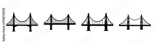 Silhouette bridge design vector illustration of famous bridges architecture and engineering art