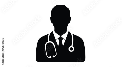 Doctor silhouette icon with stethoscope representing healthcare