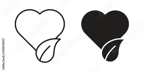 Leaf heart icon, vector graphics collection. logotype graphic art design