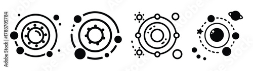 Orbiting planets solar system vector illustration astronomy space exploration graphic design elements