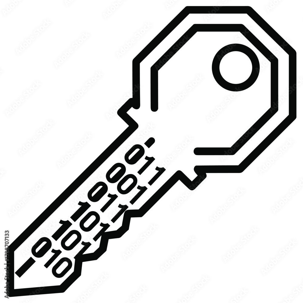 Fototapeta premium Digital key with binary code for access and encryption