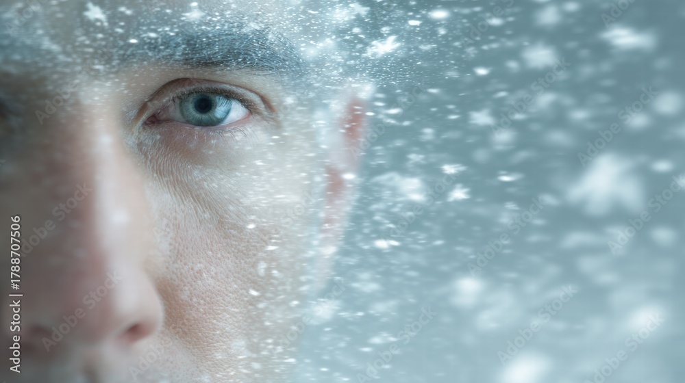 Fototapeta premium abstract concept of emotional numbness and frozen inner feelings.