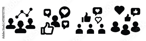 Social media engagement growth strategy with likes followers and audience interaction concept design