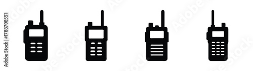 Vintage radio transceiver walkie talkie communication device wireless portable retro technology vector