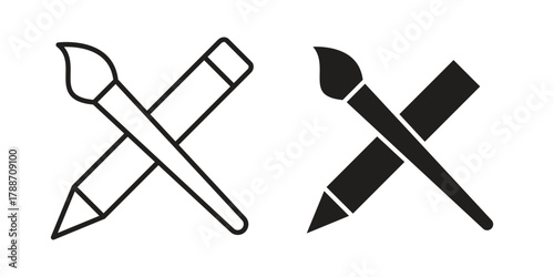Pencil paintbrush icon, vector graphics collection. logotype graphic art design