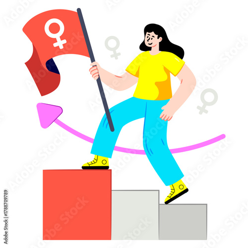 A beautiful design illustration of successful woman