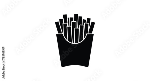 French fries container icon, fast food snack symbol, simple design