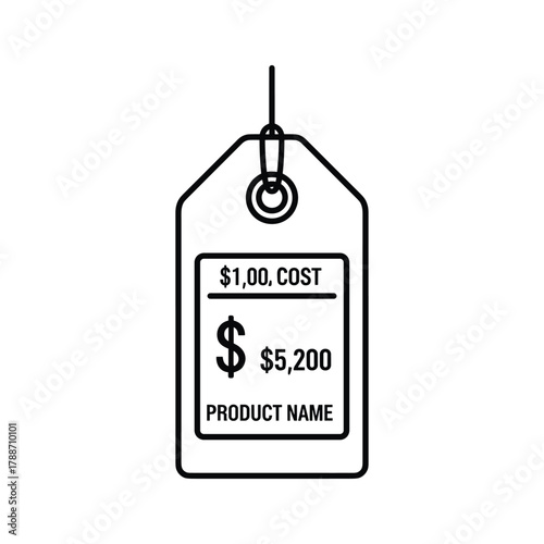 Price tag with cost and product name