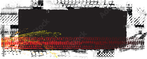 Dynamic background with distressed tire threads and asphalt texture,perfect for speed-themed creative project. Banner with grunge pattern and tire tracks, useful for transport and off-road posters