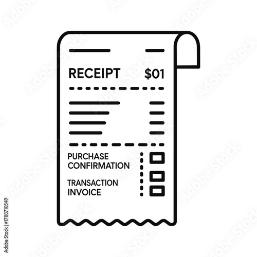 Line art icon of a retail receipt