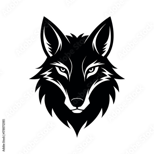 Maned Wolf Head Black Silhouette Wildlife Vector