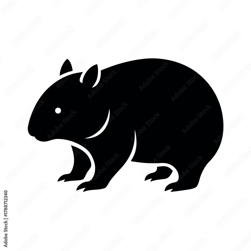 Obraz premium Wombat Black Silhouette Animal Vector Design