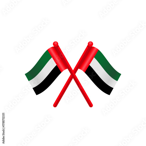 Crossed united arab emirates national flags isolated, vector illustration