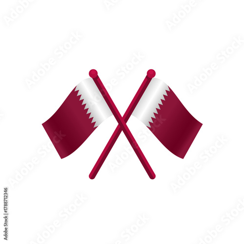 Crossed qatar national flags isolated, vector illustration