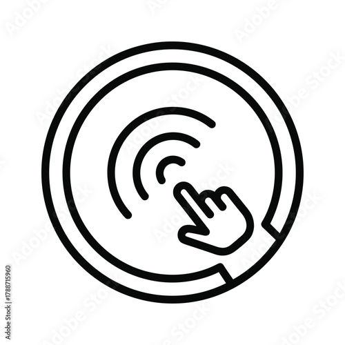 Hand touching screen with signal icon