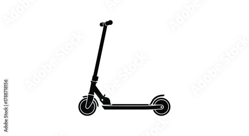 Kick scooter icon silhouette side view on a clean white background