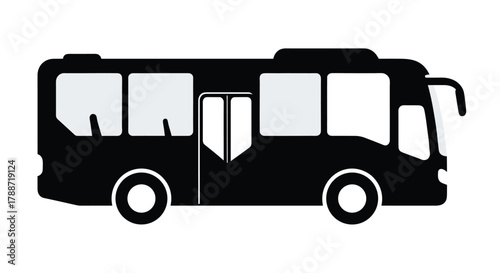 Minimalist black bus icon for public transport and city travel.