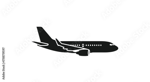 Modern passenger airplane silhouette vector icon illustration design