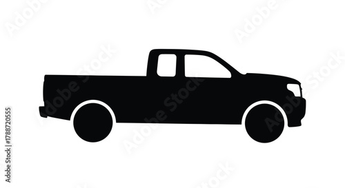 Pickup truck silhouette icon, vector graphic isolated on white
