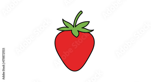 Simple cartoon strawberry fruit with green leaves illustration