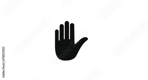 Stop hand gesture icon, palm forward, symbol of warning and halt