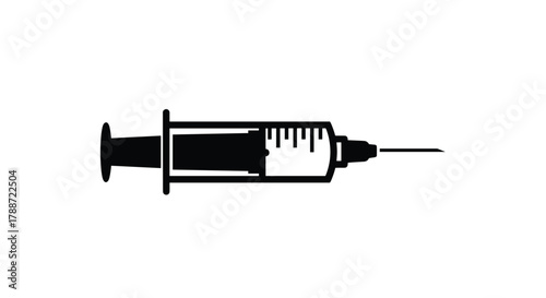 Syringe with needle icon for medical injection and vaccination use